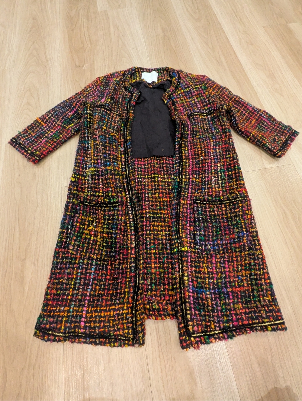 Ett Twa Anthropologie Tweed Rainbow Jacket Size XS